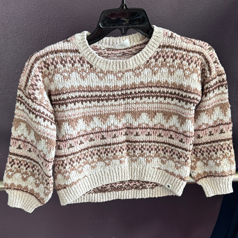Abercrombie Kids Cream and Brown Patterned Sweater